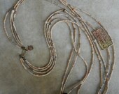 ooak AFRICAN TREASURE 4 STRANDS statement necklace antique clay beads Ghana Ashanti baule brass ebony