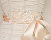 Bridal Sash, Lace Bridal Sash, Wedding, Belt, Sash, Blush, White, Champagne, Black, Ivory, Custom Colors