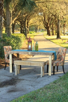 Farmhouse Table and Bench Made from Reclaimed Wood 36" x 66"