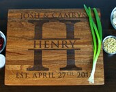 Personalized Edge Grain Chopping Block - Custom Engraved Edge Grain Sapele Wood - 12 x 15 x 1 1/2 thick - Wedding Gifts, Personalized Gifts