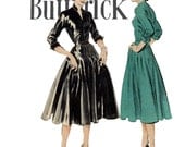1950s Dress Patter Butterick 6293 Misses Tuck Fitted Day or Evening Dress Kimono Sleeve Womens Vintage Sewing Pattern Bust 34
