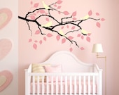 Tree Branch Vinyl Decal Sticker Wall Art Birds and Falling Leaves