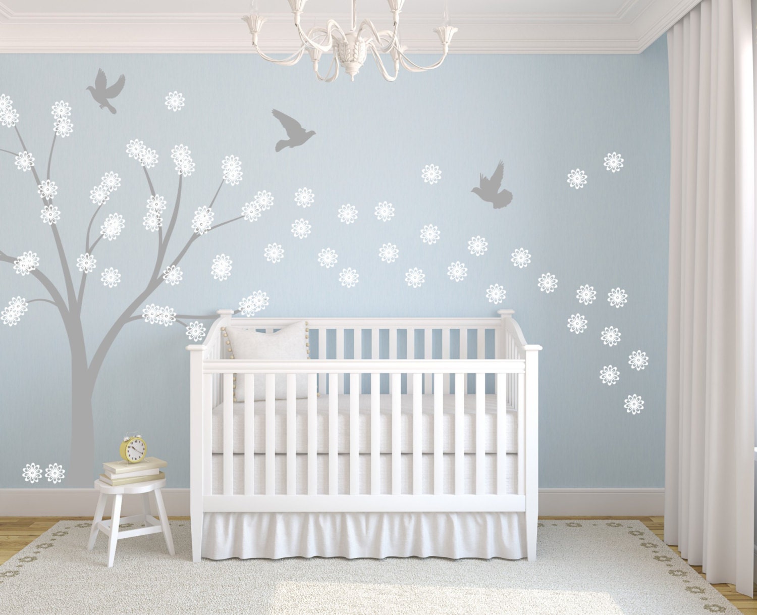 Vinyl Decal Wall Art Sticker Tree Flowers and Doves