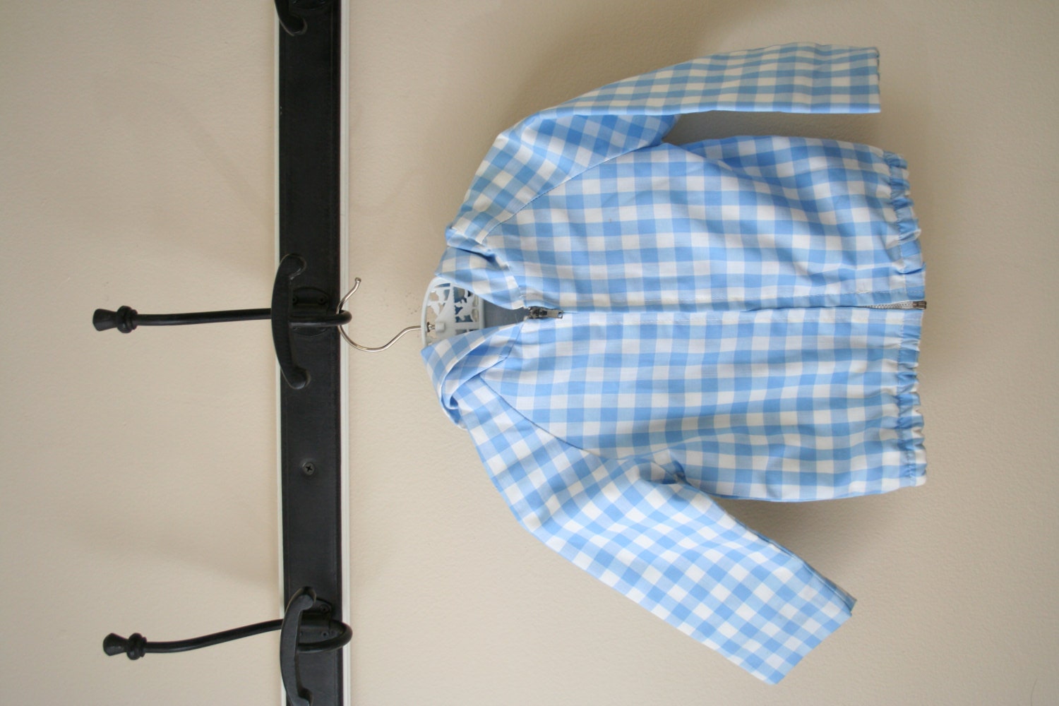 Vintage Blue and White Gingham Jacket Size 18 mos.