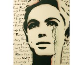 EDIE Sedgwick FACTORY FATALITY 11 x 14 Mixed Media Warhol Factory Girl Original Painting on Canvas Original Artwork Pop Art Graffiti