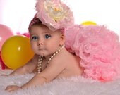 Baby Shower, Baby 1st Photos, 1st Birthday Ballet Pink Nylon Chiffon Pettiskirt Newborns 0-12 mos with OTT Hair Accessory