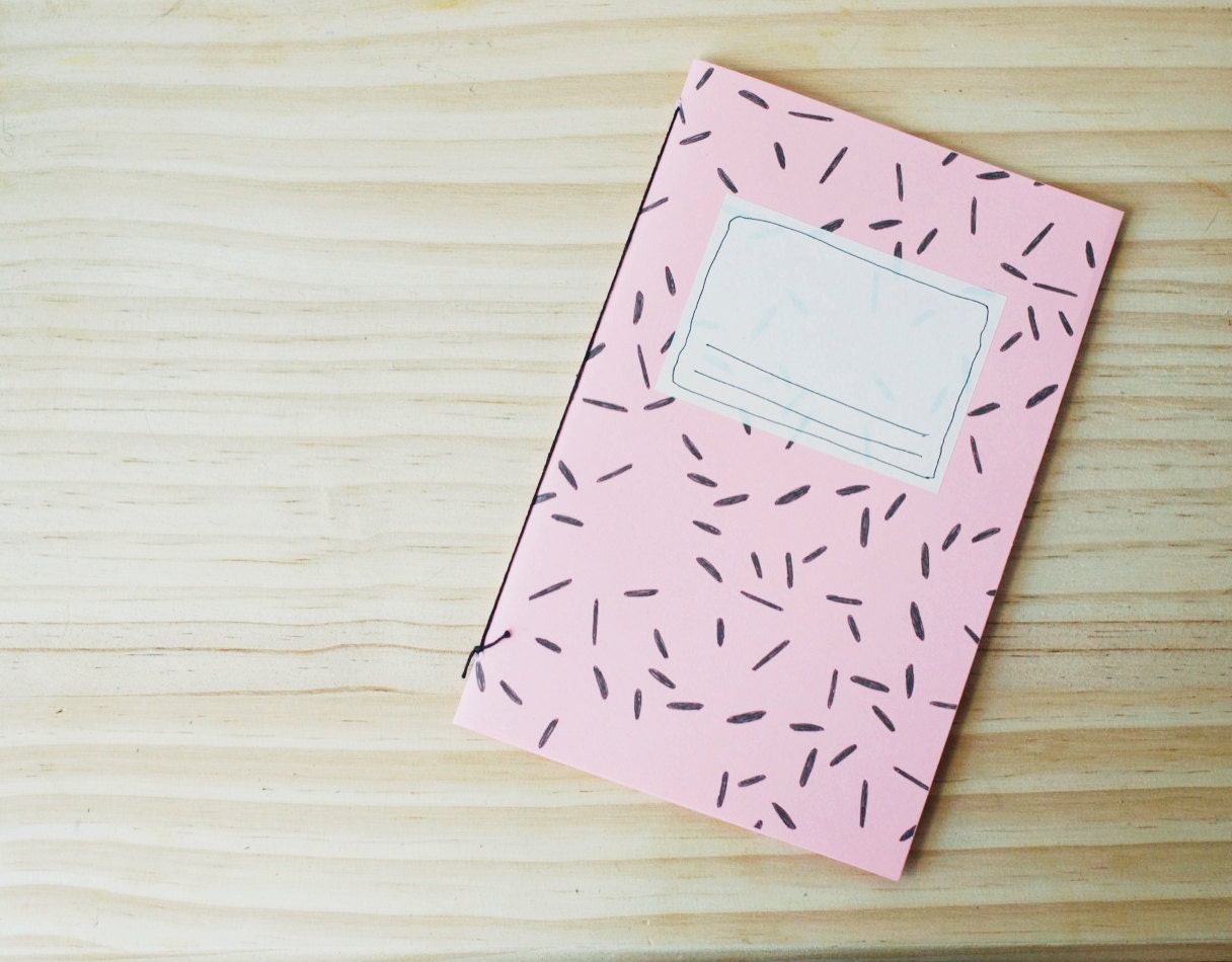 vanilla bean patterned hand bound jotter - custom color blank notebook journal