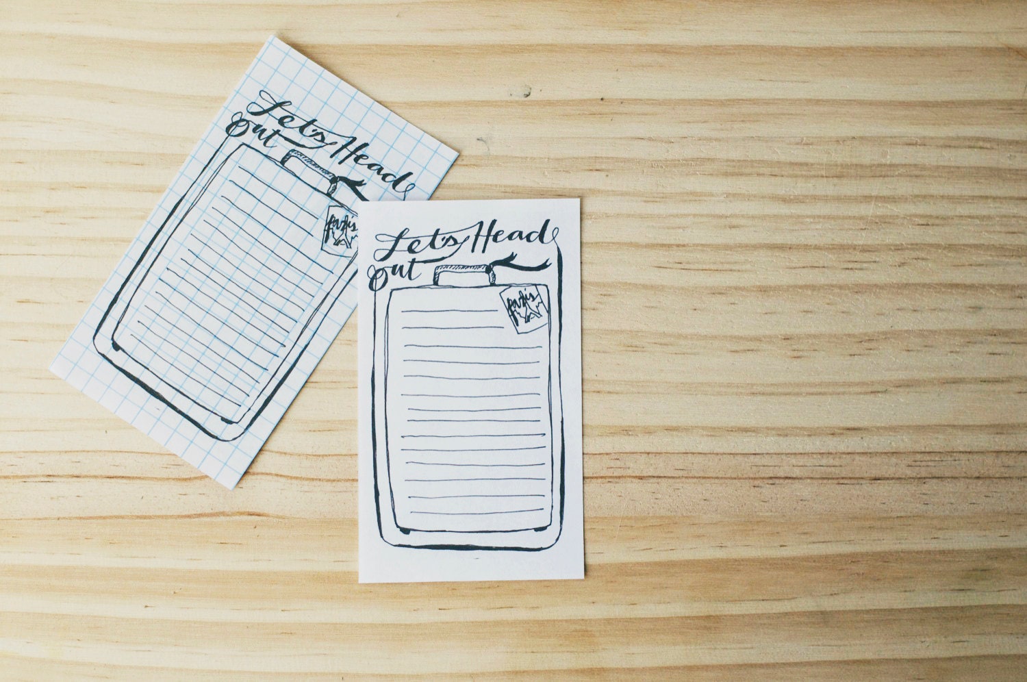 suitcase packing travel list - PDF printable - hand lettered list