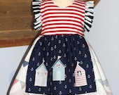 3T RTS OOAK Beach Bungalow Knit Ruffle Sleeve Apron Dress