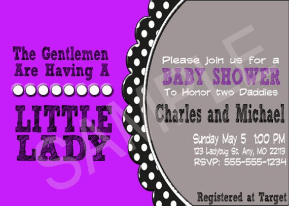 The Gentlemen are Having A Little Lady - Printable, Personalized Baby Shower Invite for Gay Men - BSL2000 Il_570xn