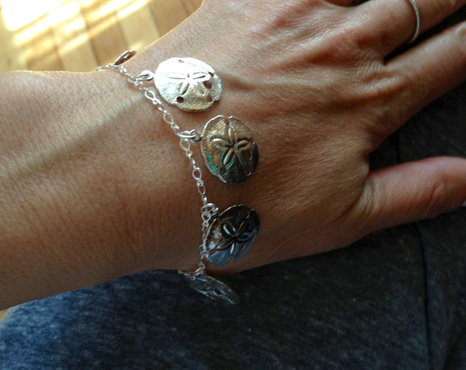 Sand Dollar Coin Charm Bracelet or Anklet