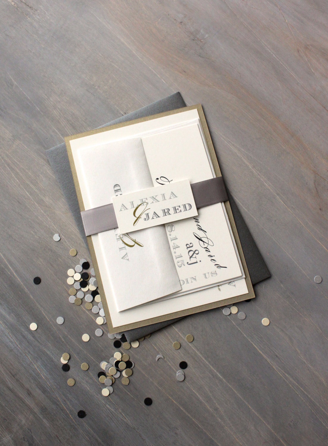 Black & White - Modern Wedding Invitations, Gray, Gold, Classic, Elegant, Chic - Purchase for a Sample