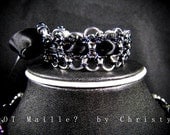 Bracelet - Japanese Lace Chainmaille with Black Satin Ribbon  -  Cuff