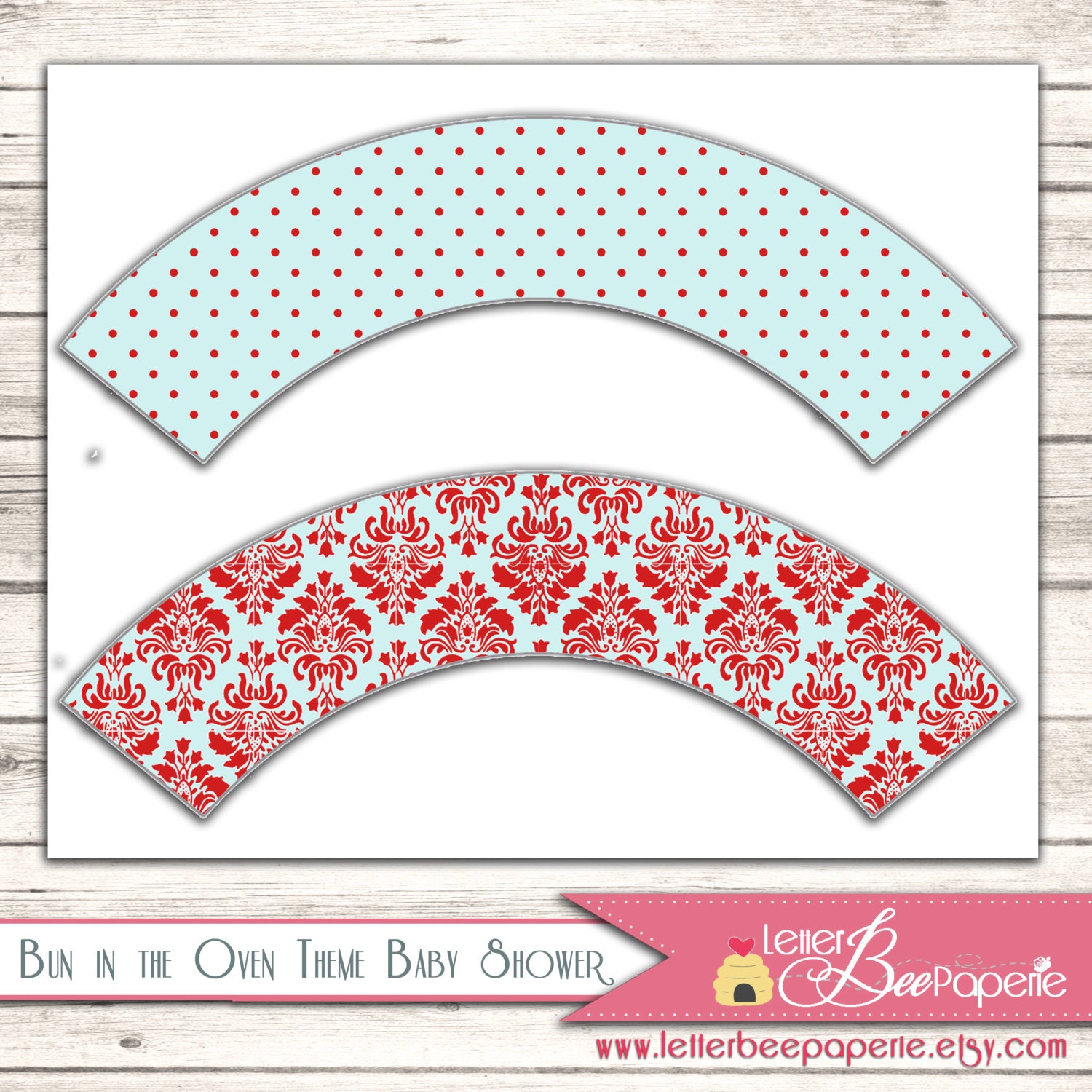 Bun in the Oven Cupcake Wrapper for Baby Shower - Great for Boy, Girl or Gender Neutral - DIY Printable File Il_170x135