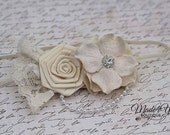 Ivory Flower Girl Headband-Bridesmaid Headband-Wedding Head Piece