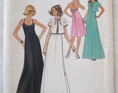 1970s Evening Dress and Jacket Pattern Bust 32.5 Simplicity 7433 Misses Size 10 Tucks Shoulder Straps UNCUT FF