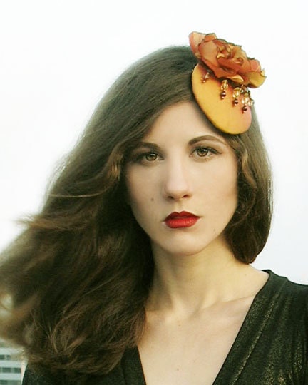 raw silk "Phoenix" fascinator hair piece - OOAK