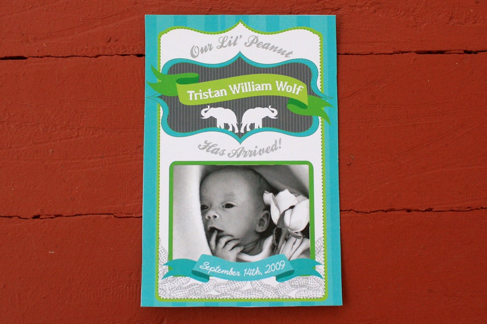 25 Circus-Themed Baby Announcements with Envelopes