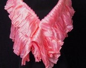 ELEGANT Salmon Pink Ruffle Thai Silk Scarf Wrap Shawl Evening Stole Handmade For Party Wedding Bridesmaid Gift Decorative