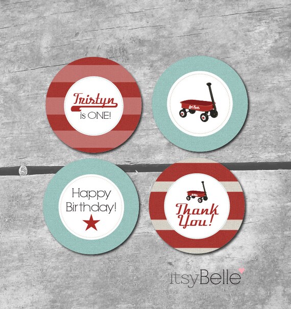 Red Wagon Party Collection - PRINTABLE Party Circles by Itsy Belle Il_570xn