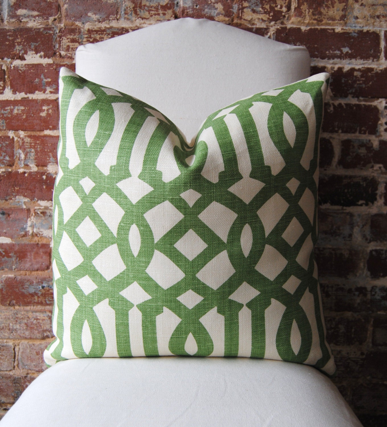 Imperial Trellis - Schumacher - Treillage / Ivory - Pillow Cover - 20 in square - Designer Pillow - Decorative Pillow - Throw Pillow