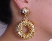 Gold Torus - Large Clip Earrings