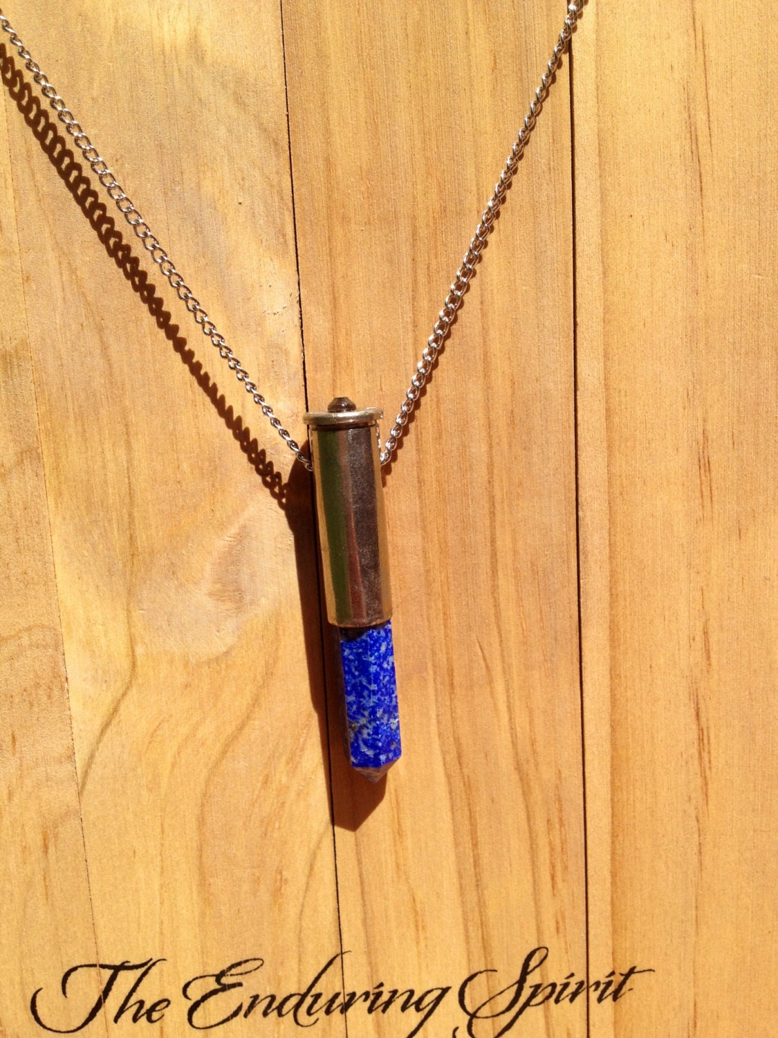 Silver Lapis Lazuli  Bullet Point Necklace