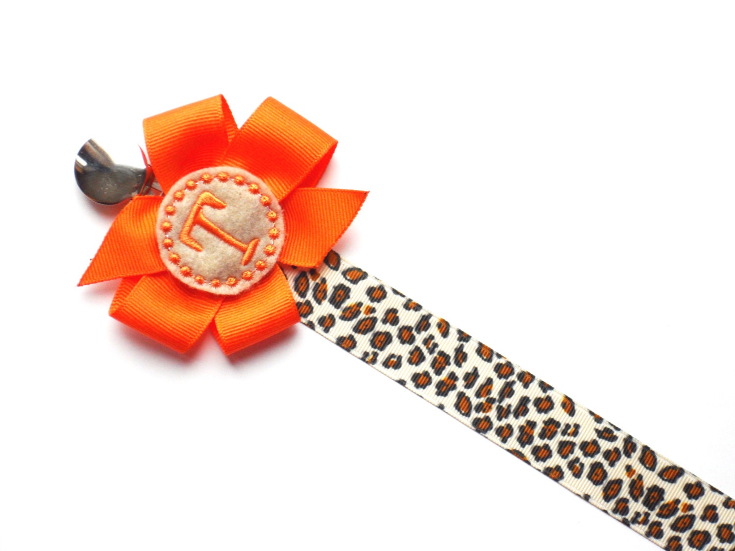 Cheetah  Print  Monogram Pacifier Clip . Leopard Print Pci  Holder Baby Girl Personalized Nuk Soothie Nam Paci
