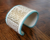 CUSTOM leather cuff bracelet- Urban tribe/ tribal aztec/ bohemian jewelry - choose your colors