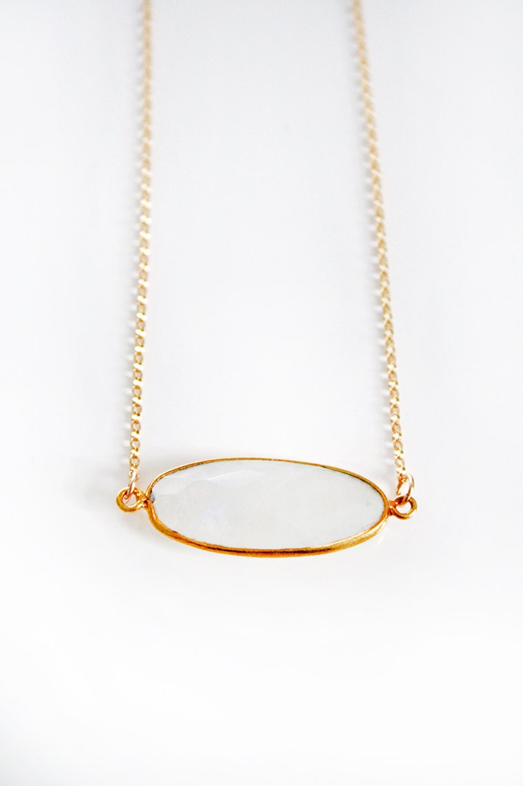 MOONSTONE elongated bezel necklace