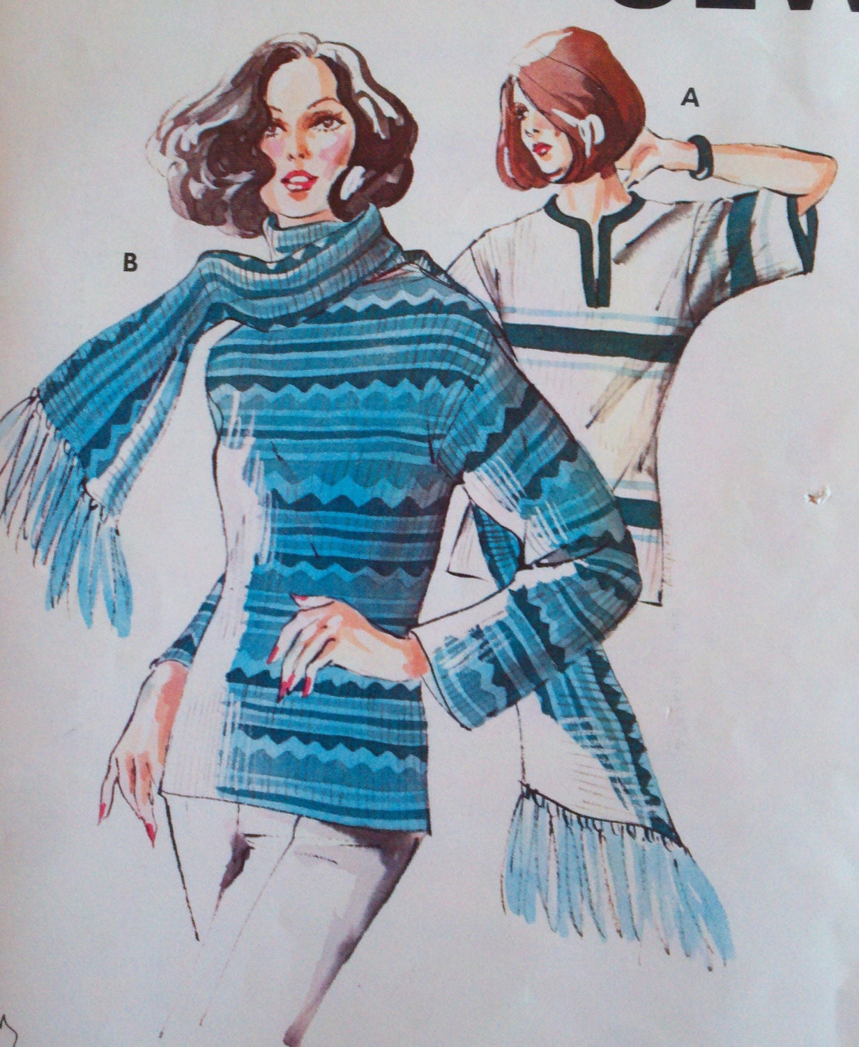 Vintage 1980s Womens Sewing Pattern Pullover Sweater and Scarf kwik Sew 621 Bust 32.5-45"