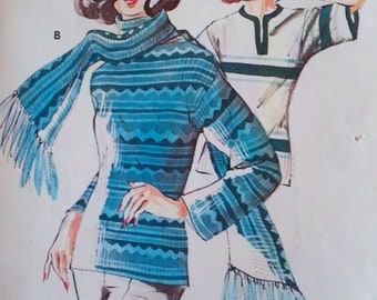 Vintage 1980s Womens Sewing Pattern Pullover Sweater and Scarf kwik Sew 621 Bust 32.5-45"