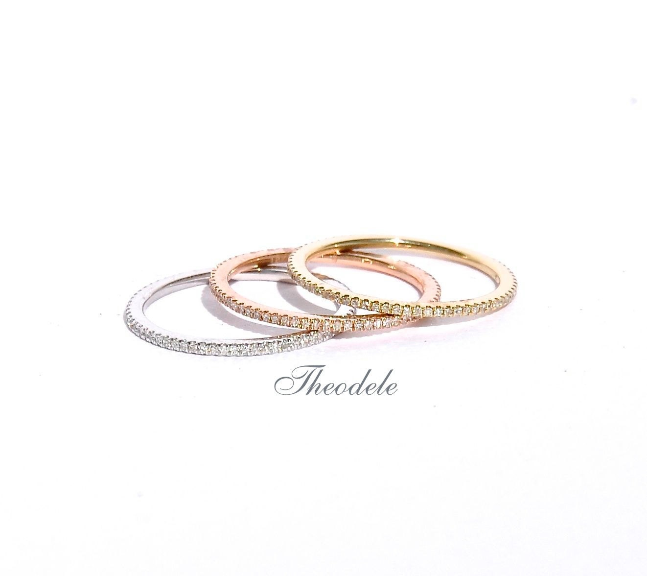 18k solid gold Pave Diamond Eternity Stacking Band/ Ring S.6