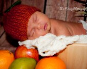 Hand Knit Baby Hat Pumpkin Beanie Cap, sizes newborn to 1 year, photo prop