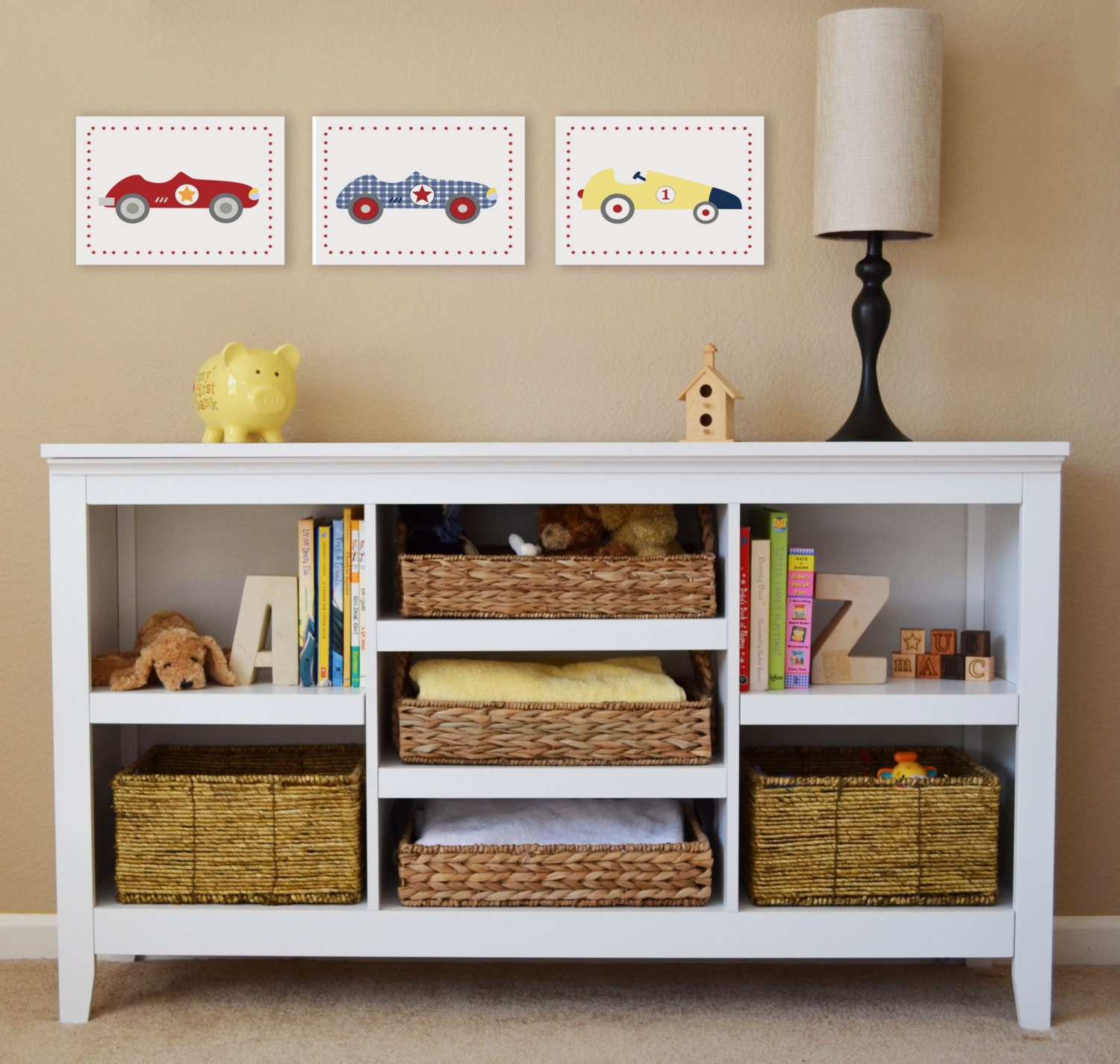 Roadster Car, Vintage Car, Children's Wall Art, Children's Art Print, Nursery Decor- Set of three 11x14 prints