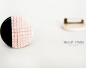 Ceramic brooch  for  women notebook lines.Scandinavian minimalist design.Modern Circle Brooch Pin by Viruset Studio