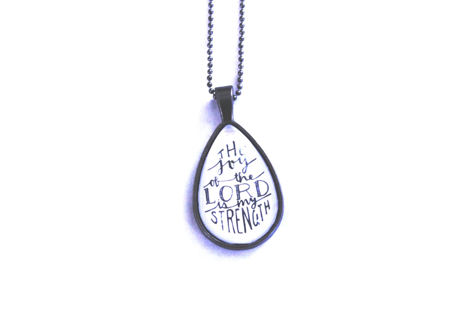 The Joy of the Lord - Nehemiah 8:10 - Wearable Art Necklace with Typography by Mandipidy