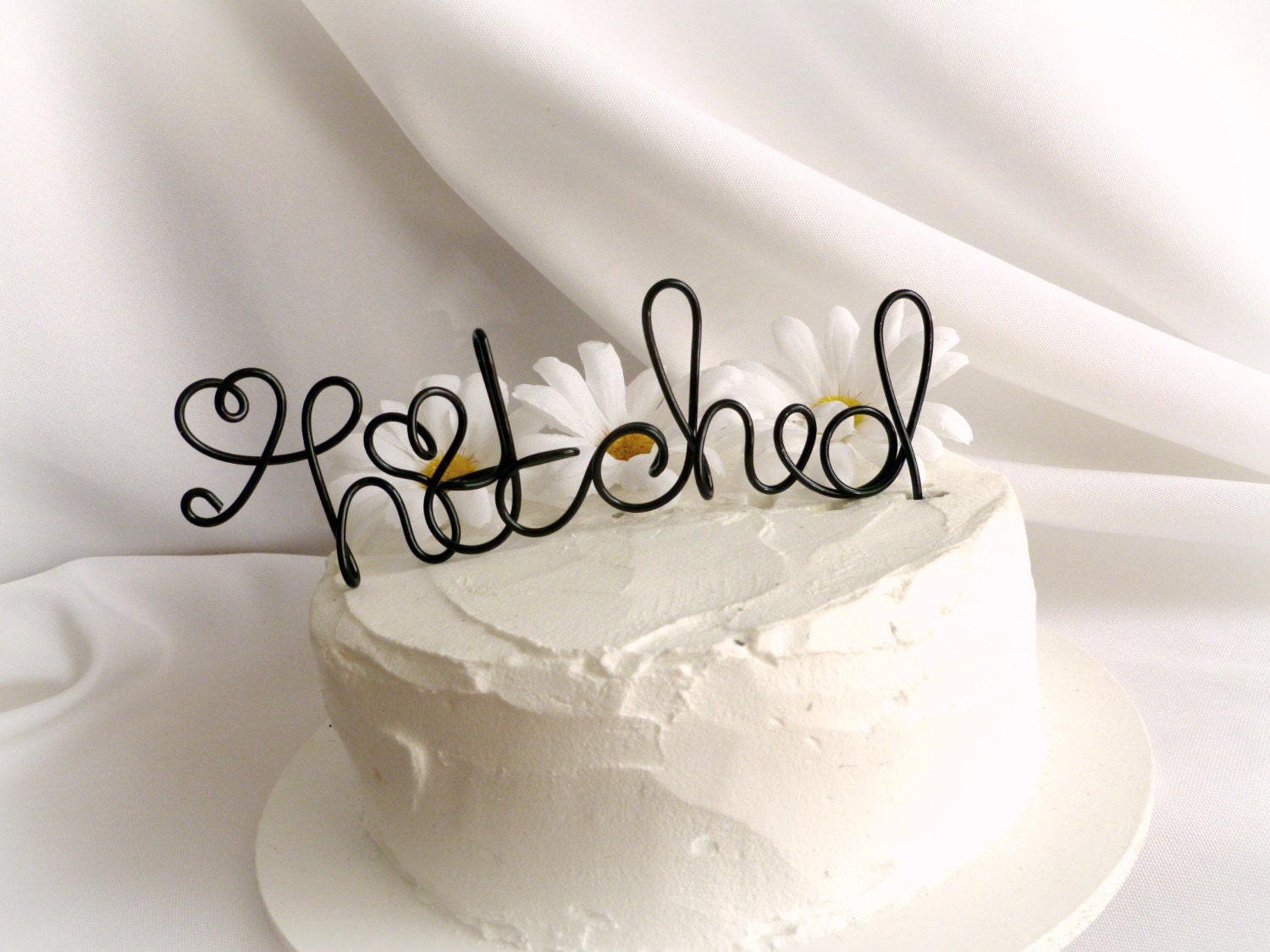 Rustic Wedding Decor, Hitched Cake Topper, Custom Made