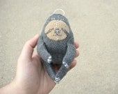 Sleepy Sloth, hand sewn felt soft sculpture