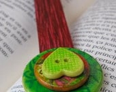 Unusual handcrafted gifts, unique bookmark, green, red, paper collage, bookmarks for books - Mixed media by Lespetitsbuttons on Etsy