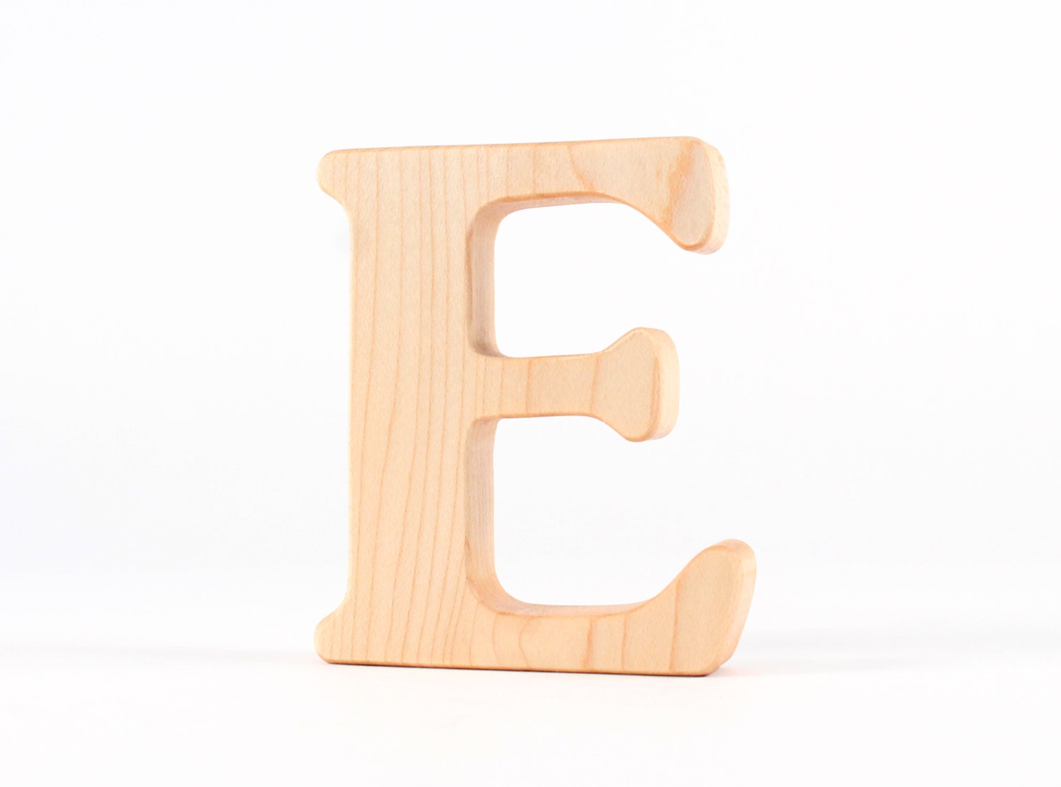 letter E wood teether - an heirloom keepsake for newborn, organic  teething and grasping toy, sustainable hardwood