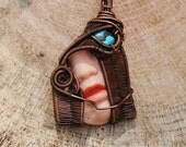 Copper Wrapped // Doll Face // Turquoise // Wire Pendant