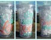 Live, Laugh, Love Bridal tumbler with date, names, and titles - 16oz personalized acrylic