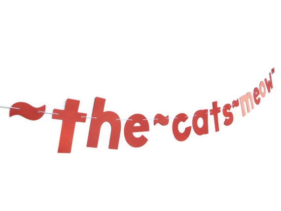 The Cat's Meow, Hanging Word Banner, Positive Thinking Decoration, Love You Banner, Nursery Wall Decoration, Cat Lover's Home