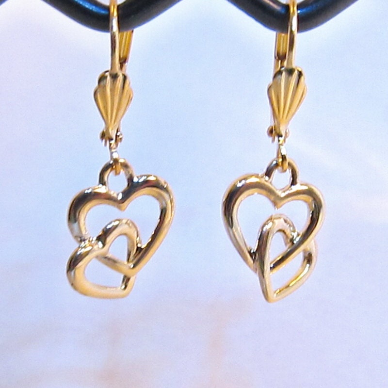 Gold Double Heart Earrings