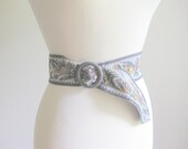 Vintage Floral Embroidered Tapestry Cinch Belt Size S