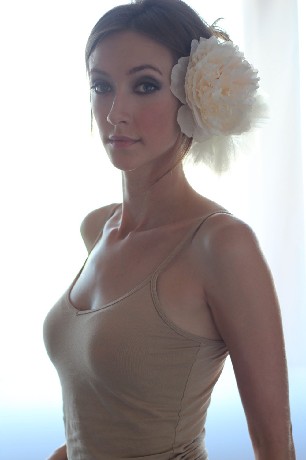 Ivory Fascinator Set, Photography Headpiece, Large Flower Fascinator - SUE