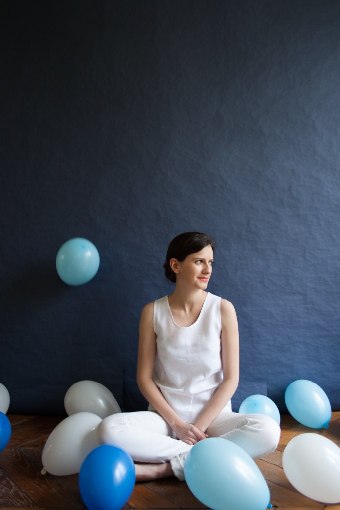 NEIGE tank top (linen white blouse) - made to order