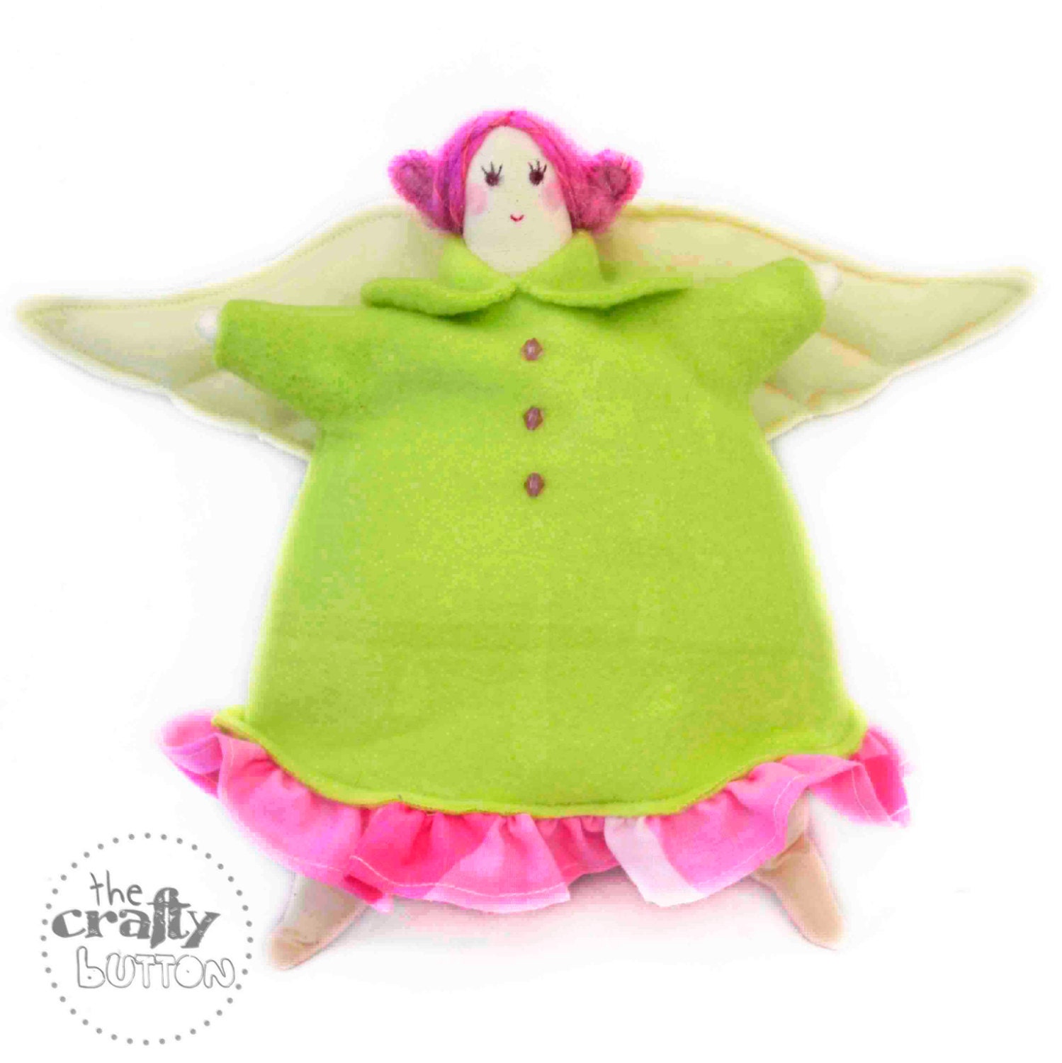 Patty the chubby fairy Art Doll - cloth doll, rag doll, cupcake lady, soft toy girls toy pink lime novelty ooak hanging ornament