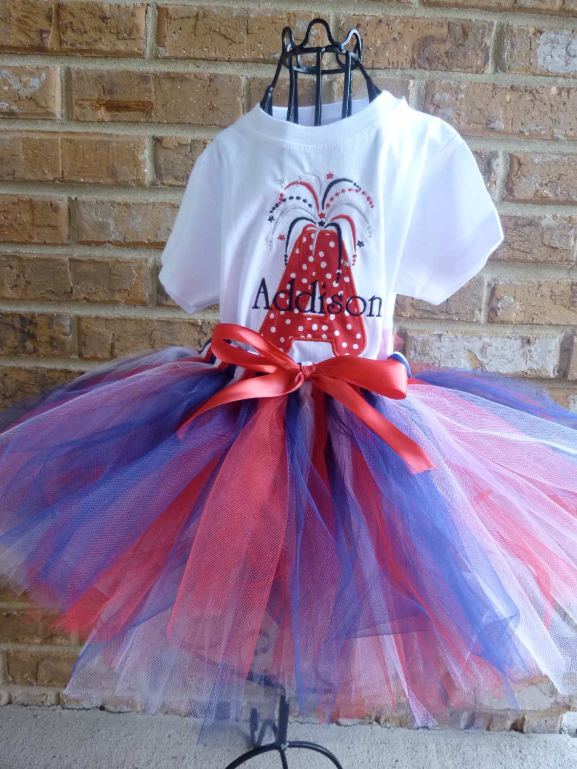 4th of July Firework Tutu Set includes Tutu,and Shirt-Personalized for any age - Fireworks - Red, White, and Blue Set